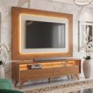 Rack com Painel para TV até 58 Polegadas com LED 100% MDF Pés em Madeira Maciça Austria