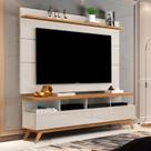 Rack com Painel para TV até 60 Polegadas MDF 160cmx194cm Pés em Madeira Maciça Vivare Bege Off White/Nature Rack com Painel para TV até 60 Polegadas MDF 160cmx194cm Pés em Madeira Maciça Vivare Bege Off White/Nature
