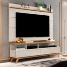 Rack com Painel para TV até 60 Polegadas MDF 160cmx194cm Pés em Madeira Maciça Vivare