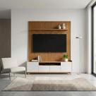Rack com Painel para TV até 60 Polegadas MDF 163,2cmx220cm Siena Adria Bege Off White/Noce
