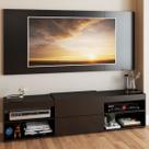 Rack com Painel para TV Até 60 Polegadas Roma 1 Porta 2 Prateleiras Preto - Panorama Móveis