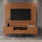 Rack com Painel para Tv até 65 Polegadas 100% Mdf e Pés em Madeira Maciça Ares Marrom Naturalle Rack com Painel para Tv até 65 Polegadas 100% Mdf e Pés em Madeira Maciça Ares Marrom Naturalle