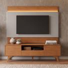 Rack com Painel para Tv até 65 Polegadas 185cm X 187cm com Led 100% Mdf Pés em Madeira Maciça Ares