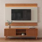 Rack com Painel para TV até 65 Polegadas 185cm x 196cm com LED 100% MDF e Pés em Madeira Maciça Gaia