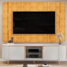 Rack com Painel para TV até 65 Polegadas com LED 100% MDF 180cmx132cm Curvo com Led Adele