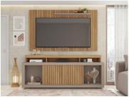 Rack com Painel para TV Até 65 Polegadas New Oscar 2 Portas Ripado Buriti/Fendi - Caemmun
