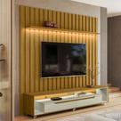 Rack com Painel para TV Até 70 Polegadas Perla 2 Gavetas 1 Prateleira Cedro/Off White - Pnr Móveis