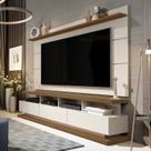 Rack com Painel para TV até 72 Polegadas MDF 180cmx190cm Rodízios Off White Freijó Vivare