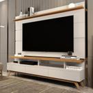 Rack com Painel para TV até 72 Polegadas MDF 180cmx195cm Pés em Madeira Maciça Vivare Bege Off White/Nature