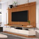 Rack com Painel para TV Até 72 Polegadas Stallone 3 Gavetas Ripado Off White/Nature - Pnr Móveis