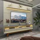 Rack Com Painel Para TV Até 75 Com Led Nobre Royal 220 Com Pés Off Cinza- Gelius