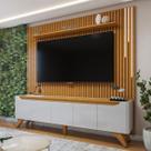 Rack com Painel para TV Até 75 Polegadas Grécia Paris 4 Portas 1 Gaveta com Led Off White/Naturalle - Mavaular Rack com Painel para TV Até 75 Polegadas Grécia Paris 4 Portas 1 Gaveta com Led Off White/Naturalle - Mavaular