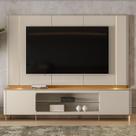 Rack com Painel para TV até 75 Polegadas MDF 239cmx200cm Santorini Branco Tauari/Off White Fosco