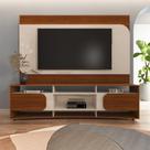 Rack com Painel para TV até 86" Detalhes Curvos e Acabamento Madeirado Leblon