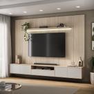 Rack com Painel para Tv até 89 Polegadas 270x200cm com LED 100% MDF Astro Yescasa