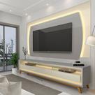 Rack com Painel para TV até 90 Polegadas com LED 100% MDF 219,5cmx195cm Pés em Madeira Maciça Elegance Yescasa