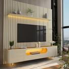 Rack com Painel para TV de Até 85 Polegadas 2 Portas 1 Gaveta LED Com Pés de Vidro Nobre Gelius