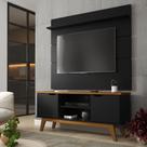 Rack com Painel Prism 1.4 Preto com Cumarú - Patrimar Móveis