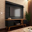 Rack com Painel Prism 1.8 Preto com Cumaru - Patrimar Móveis
