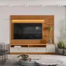 Rack com Painel Ripado 1 Módulo Lateral Ouro Preto