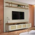 Rack com Painel Ripado 240cm e Prateleira para sala 100% MDF
