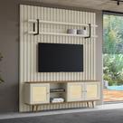 Rack com Painel Ripado e Prateleira 200cm para Sala 100% MDF