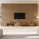 Rack com Painel Ripado Extensível para TV até 86 Polegadas 400cmx250cm Aruá CabeCasa MadeiraOriginals Marrom Jatobá
