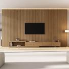 Rack com Painel Ripado Extensível para TV até 86 Polegadas 400CMX250CM Liso Aruá CabeCasa MadeiraOriginals