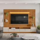 Rack com Painel Ripado para Tv 75 Pol. 268cm Golden L06 Nature/Off White - Mpozenato