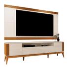 Rack Com Painel Ripado Para TV 75 Pol Brunt EAX Móveis Off White/Cedro
