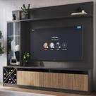 Rack com Painel Ripado para TV até 50 Polegadas 160cmx149,5cm Impressão Adega e Cristaleira Turim