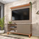 Rack com Painel Ripado para TV até 55 Polegadas 136cmx108cm Mondrian Freijó Marrom Freijo