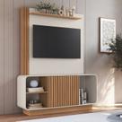 Rack com Painel Ripado para TV até 55 Polegadas 149cmx187,5cm Conjunto Alabama Texas Freijó Off White