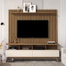 Rack com Painel Ripado para TV até 60 Polegadas MDF 166cmx135cm Pés em Madeira Maciça Real Vivare Wood 1.6