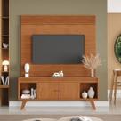 Rack com Painel Ripado para TV até 65 Polegadas 160X195cm MDF Madeira Maciça Madri Rack com Painel Ripado para TV até 65 Polegadas 160X195cm MDF Madeira Maciça Madri