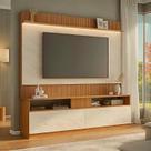 Rack com Painel Ripado para TV até 70 Polegadas 182cmx172cm Rio Branco Marrom Manchester/Mármore