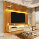 Rack com Painel Ripado para TV até 75 Polegadas com LED 100% MDF 184cmx308cm Nobre