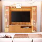 Rack com Painel Ripado para TV até 75 Polegadas com LED com Vidro Reflecta 100% MDF 259cmx219cm 2 Torre com Porta Vitoria Regia Yescasa