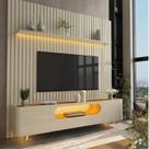 Rack com Painel Ripado para TV até 85 Polegadas 1 Gaveta 2 Portas 230cm Nobre 100% MDF