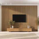 Rack com Painel Ripado para TV até 86 Polegadas 320cmx230cm Liso Aruá CabeCasa MadeiraOriginals