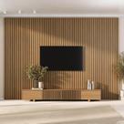 Rack com Painel Ripado para TV até 86 Polegadas 320cmx250cm Aruá CabeCasa MadeiraOriginals