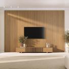 Rack com Painel Ripado para TV até 86 Polegadas 360cmx230cm Aruá CabeCasa MadeiraOriginals Marrom Jatobá