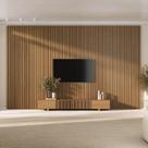 Rack com Painel Ripado para TV até 86 Polegadas 400x250cm Aruá CabeCasa MadeiraOriginals Marrom Jatobá