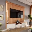Rack Com Painel Sevilla Led Para Tv Até 70 Polegadas 183cm Jequitibá/Off White Perolizado