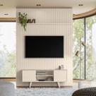 Rack com Painel Teto 244,5cm Ripado Para TV Até 65 Polegadas New Panorama Madetec