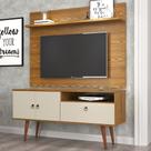 Rack Com Painel Topázio Cumarú/Off White - Patrimar Móveis