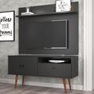 Rack Com Painel Topázio Preto Acetinado- Patrimar Móveis