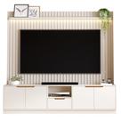 Rack com Painel Tucuma Ripado 2.3 com Prateleira e Led 4 Portas 1 Gaveta Jb Bechara Cor Off White Rack com Painel Tucuma Ripado 2.3 com Prateleira e Led 4 Portas 1 Gaveta Jb Bechara Cor Off White