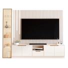 Rack com Painel Tucuma Ripado 2.3 Sem Prateleira 1 Torre com Led Cascata 5 Portas 1 Gaveta Jb Bechara Cor Off White Rack com Painel Tucuma Ripado 2.3 Sem Prateleira 1 Torre com Led Cascata 5 Portas 1 Gaveta Jb Bechara Cor Off White
