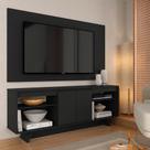 Rack Com Painel Tulum 1,60m 55 Polegadas Preto - Móveis Arapongas